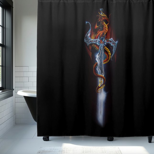 Red Dragon Sword Fantasy Shower Curtain (Creator Uploaded)