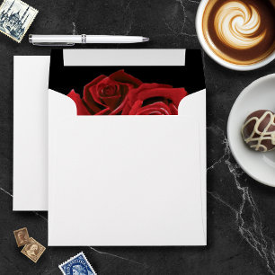 Red Dragon Sword Roses Fantasy Wedding Envelope