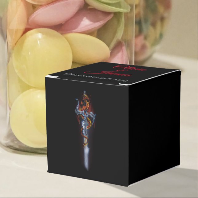 Red Dragon Sword Roses Fantasy Wedding Favour Box (Creator Uploaded)