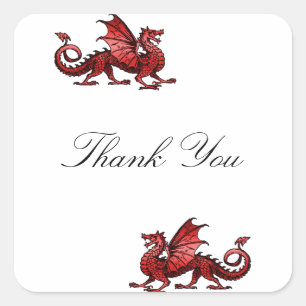 Red Dragon Thank You Stickers