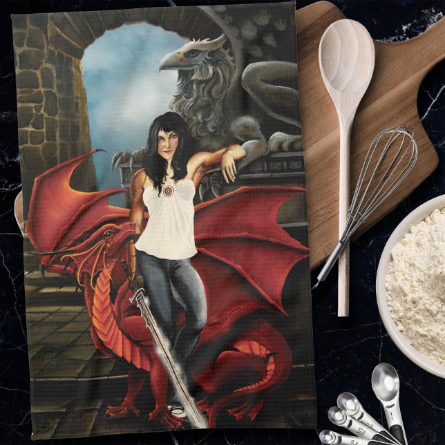 Red Dragon Urban Fantasy Tea Towel (Creator Uploaded)