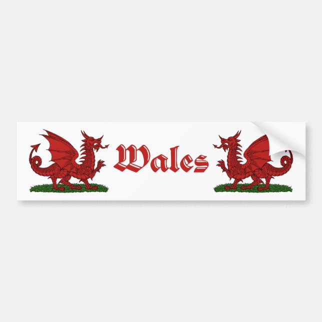Red Dragon Wales Bumper Sticker (Front)