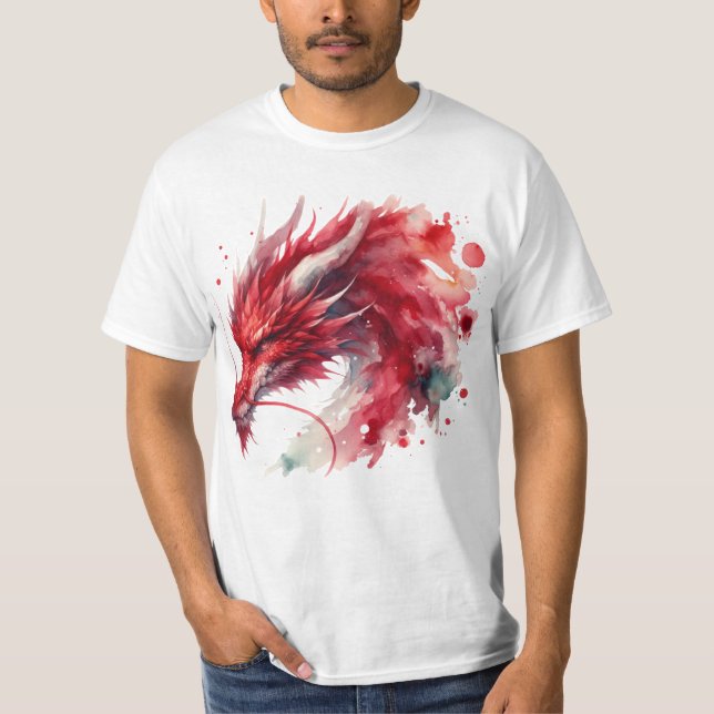 Red Dragon Water Colour T-Shirt (Front)
