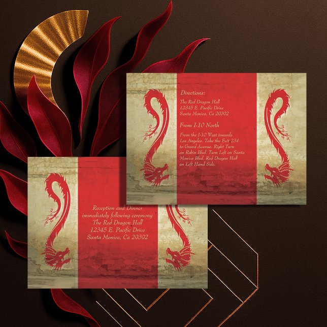 Red Dragon Wedding  Reception Card and Directions (Red Dragon Wedding Reception Card and Directions)