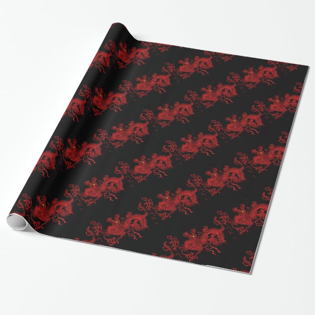 Red Dragon Wrapping Paper (Unrolled)