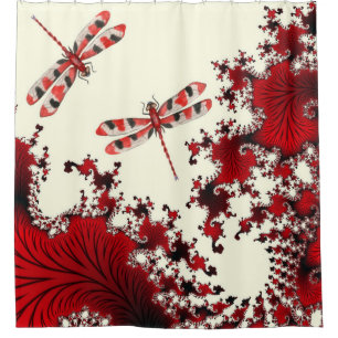 Red Dragonflies Shower Curtain