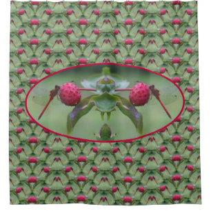 Red Dragonfly Abstract Pattern Shower Curtain