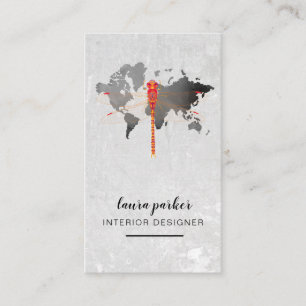 Red Dragonfly Creative Designer  World Map Business Card