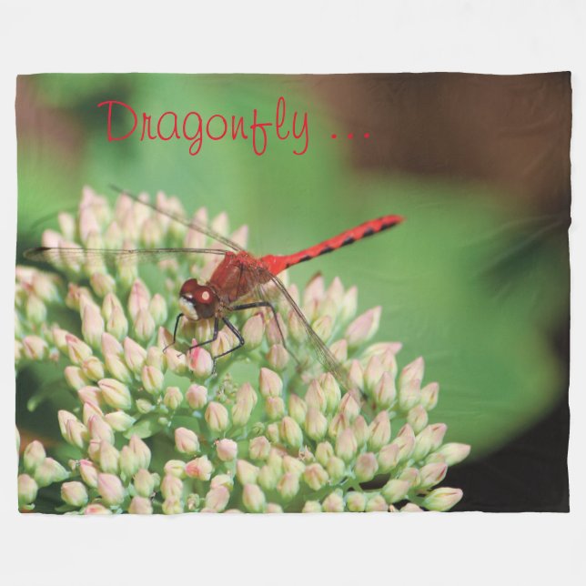 Red Dragonfly Fleece Blanket (Front (Horizontal))