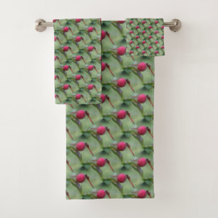 Red Dragonfly Nature Pattern Bath Towel Set