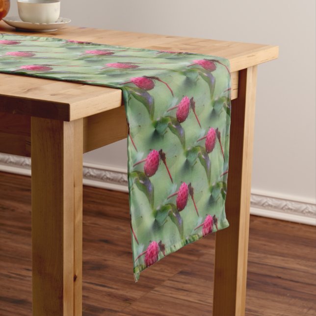Red Dragonfly Nature Pattern Short Table Runner (In Situ)