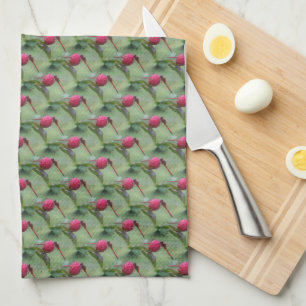 Red Dragonfly Nature Pattern  Tea Towel