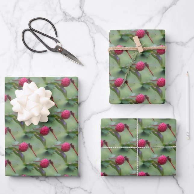 Red Dragonfly Nature Pattern  Wrapping Paper Sheet (Front)