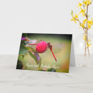 Red Dragonfly Nature Personalised Birthday  Card