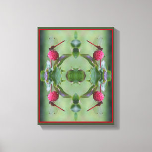 Red Dragonfly On Dogwood Fruit Abstract Canvas Print