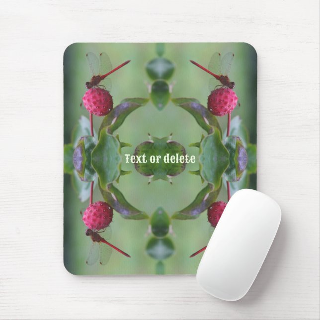 Red Dragonfly On Dogwood Fruit Personalised Mouse Pad (With Mouse)