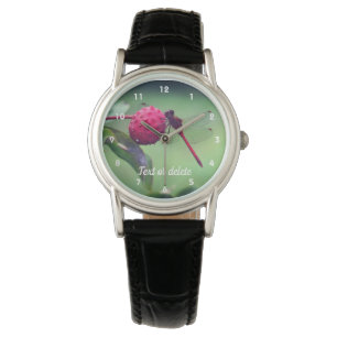 Red Dragonfly On Dogwood Fruit Personalised  Watch
