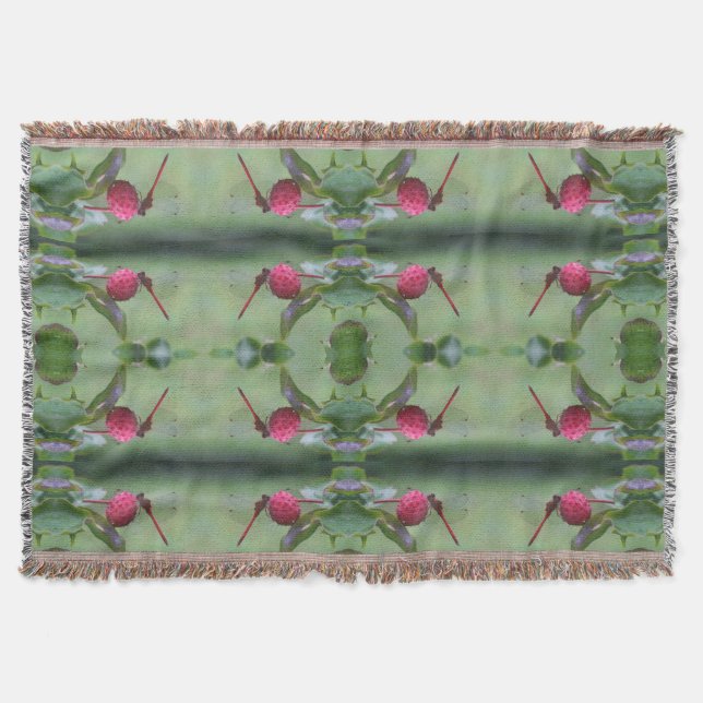 Red Dragonfly On Dogwood Fruit  Throw Blanket (Front)