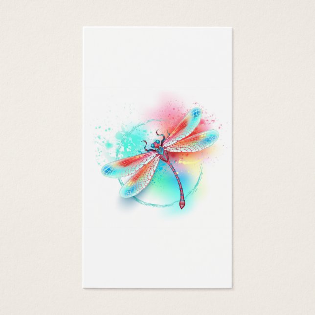 Red dragonfly on watercolor background (Front)