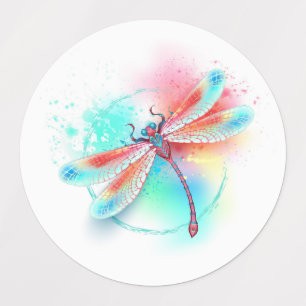 Red dragonfly on watercolor background