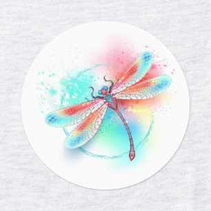 Red dragonfly on watercolor background