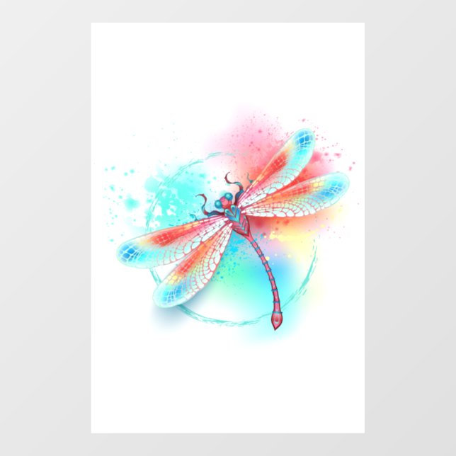Red dragonfly on watercolor background (Sheet)