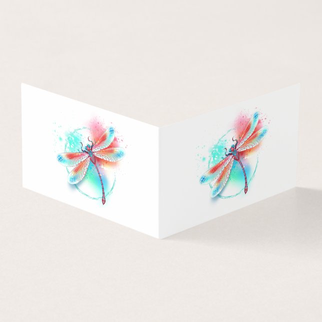 Red dragonfly on watercolor background (Outside)