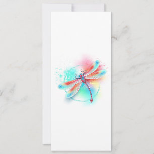 Red dragonfly on watercolor background card