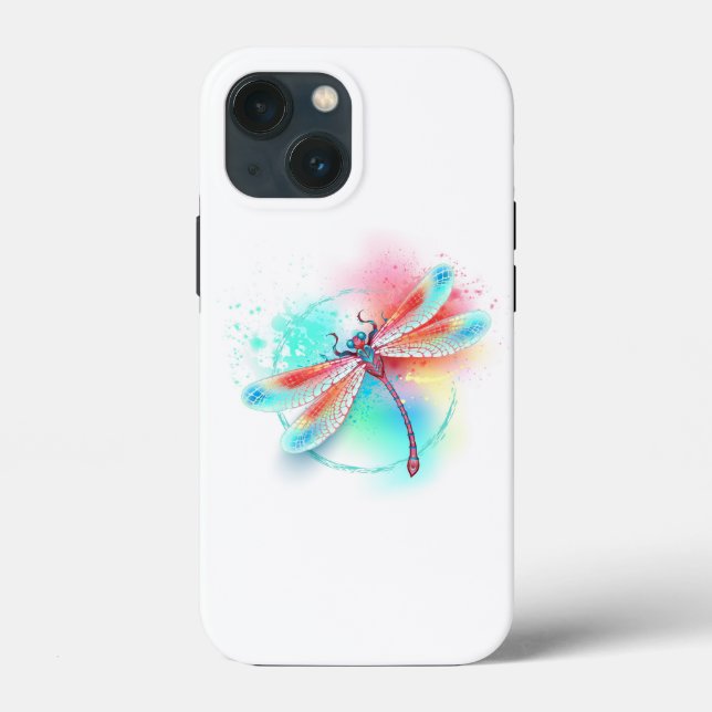 Red dragonfly on watercolor background Case-Mate iPhone case (Back)