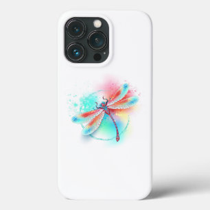Red dragonfly on watercolor background iPhone 13 pro case
