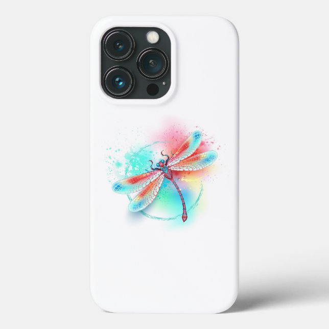 Red dragonfly on watercolor background Case-Mate iPhone case (Back)