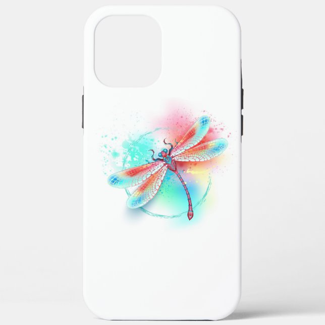 Red dragonfly on watercolor background Case-Mate iPhone case (Back)