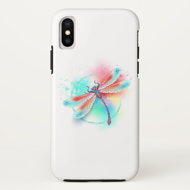 Red dragonfly on watercolor background Case-Mate iPhone case (Back)