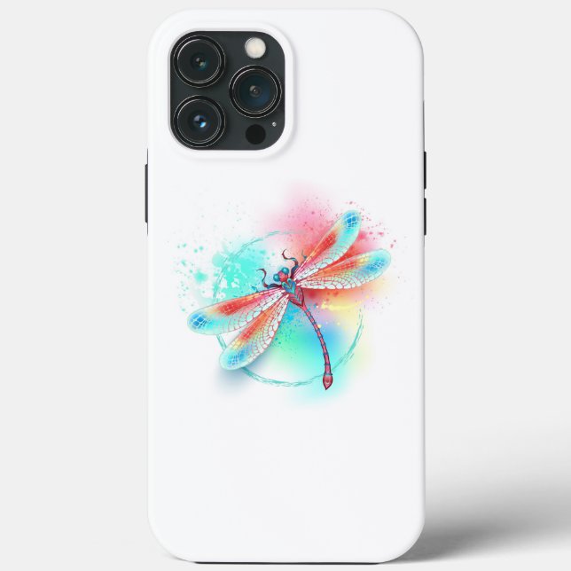 Red dragonfly on watercolor background Case-Mate iPhone case (Back)