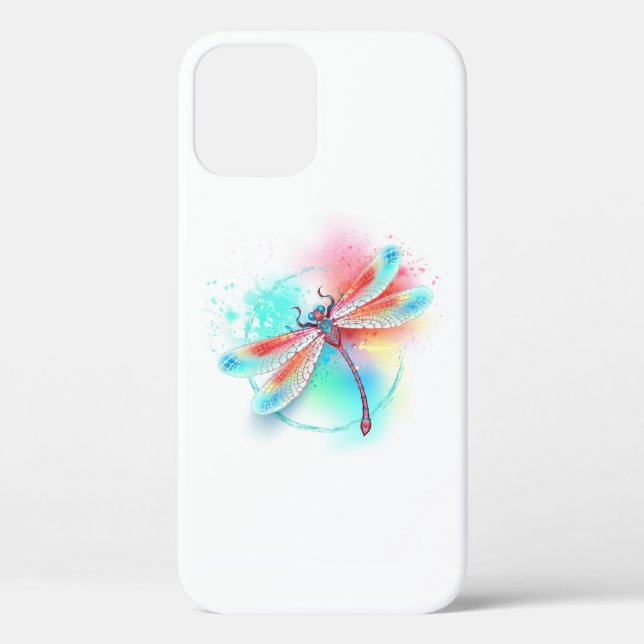 Red dragonfly on watercolor background Case-Mate iPhone case (Back)