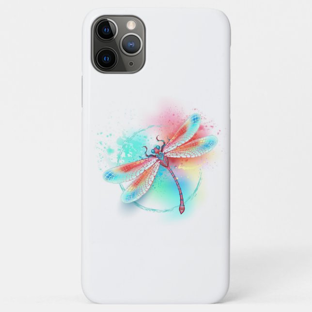 Red dragonfly on watercolor background Case-Mate iPhone case (Back)