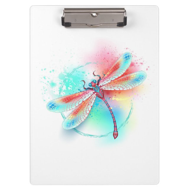 Red dragonfly on watercolor background clipboard (Front)