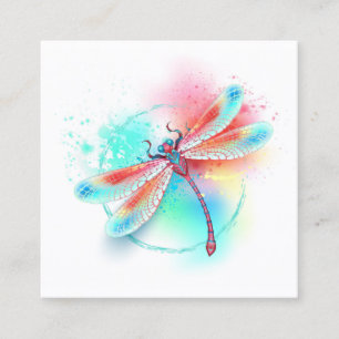 Red dragonfly on watercolor background discount card
