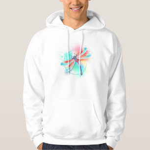 Red dragonfly on watercolor background hoodie