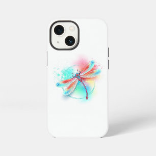 Red dragonfly on watercolor background iPhone 13 mini case