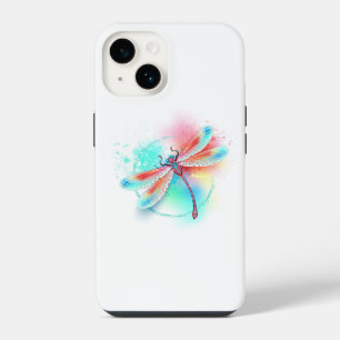 Red dragonfly on watercolor background iPhone 14 case