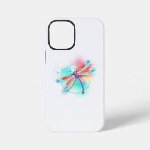 Red dragonfly on watercolor background iPhone 12 mini case