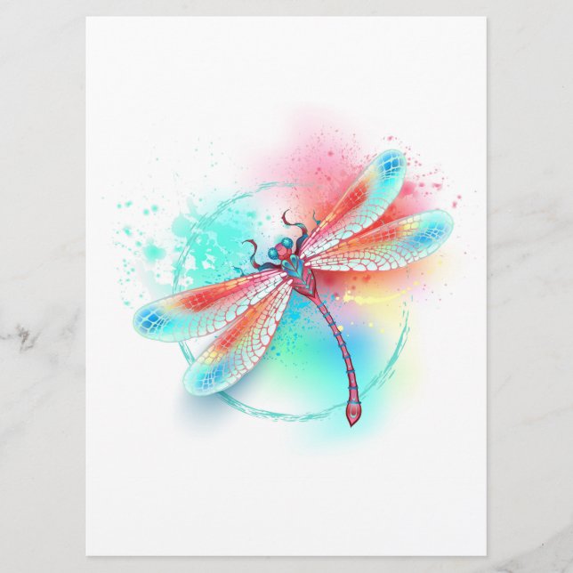 Red dragonfly on watercolor background menu (Front)