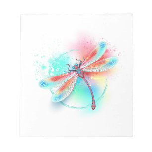 Red dragonfly on watercolor background notepad