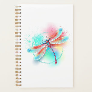 Red dragonfly on watercolor background planner