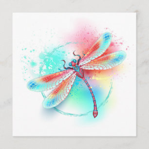 Red dragonfly on watercolor background program
