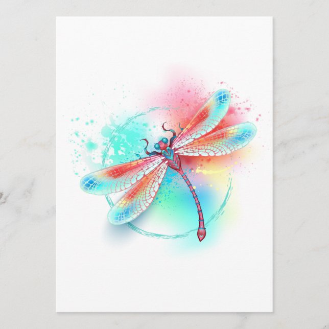 Red dragonfly on watercolor background program (Front)