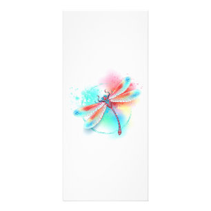 Red dragonfly on watercolor background rack card