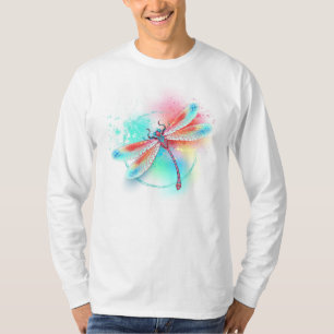 Red dragonfly on watercolor background T-Shirt