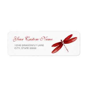 Red Dragonfly Return Address Labels Template